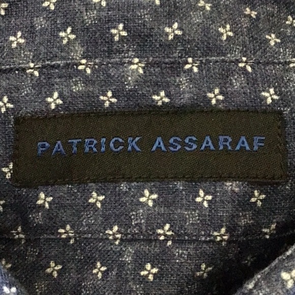 Patrick Assaraf blue printed linen shirt medium - Picture 6 of 8